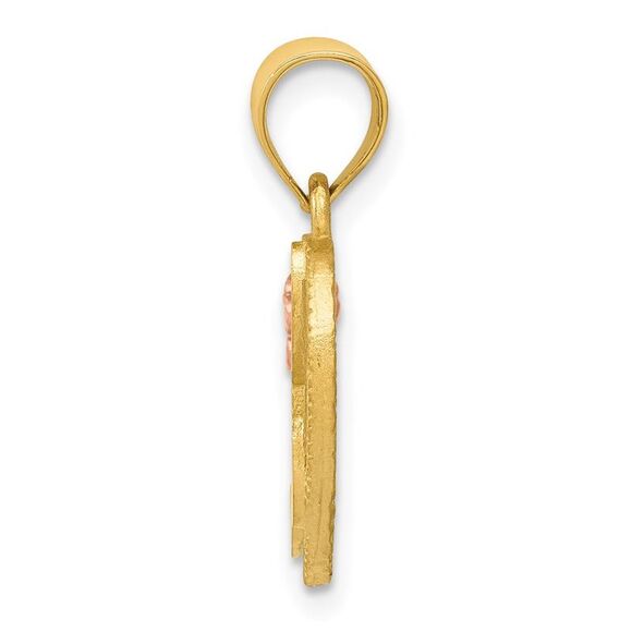 14k Two Tone Gold Grace Collection 15mm Heart Initial H Pendant - Picture 2 of 5